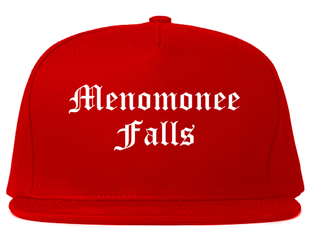 Menomonee Falls Wisconsin WI Old English Mens Snapback Hat Red