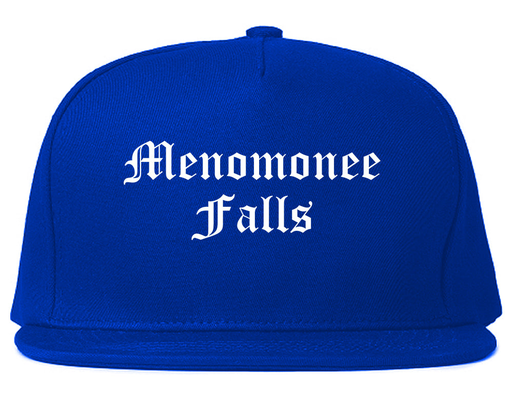 Menomonee Falls Wisconsin WI Old English Mens Snapback Hat Royal Blue