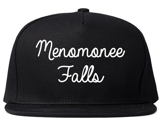 Menomonee Falls Wisconsin WI Script Mens Snapback Hat Black