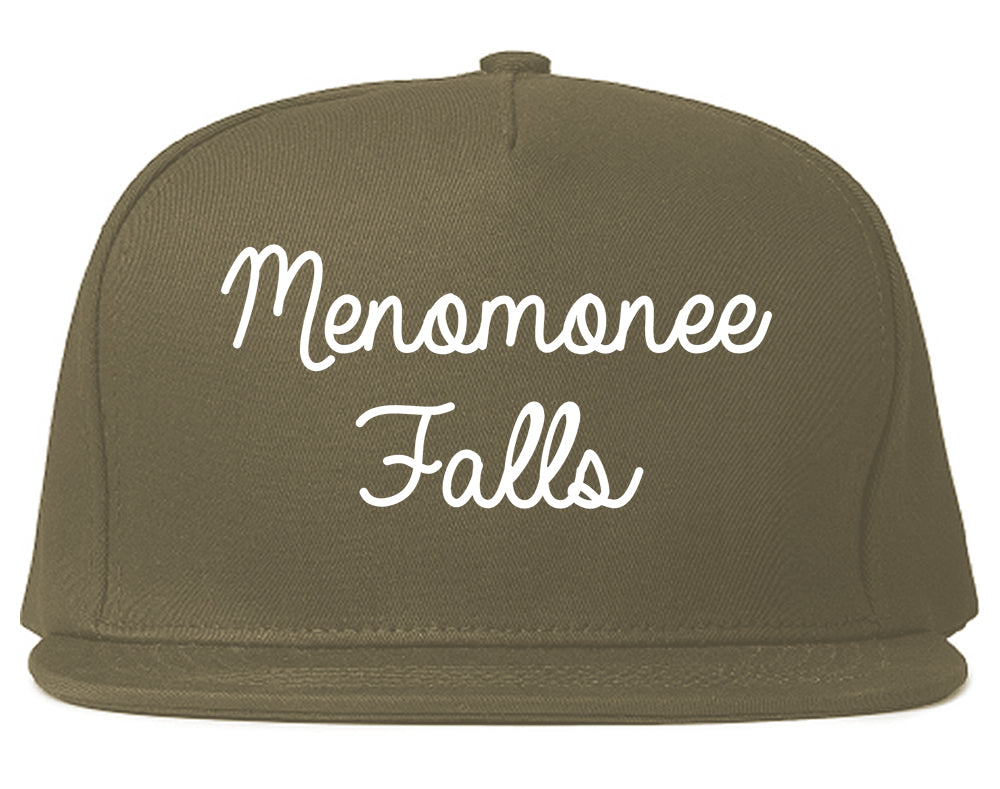 Menomonee Falls Wisconsin WI Script Mens Snapback Hat Grey