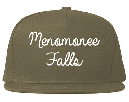Menomonee Falls Wisconsin WI Script Mens Snapback Hat Grey