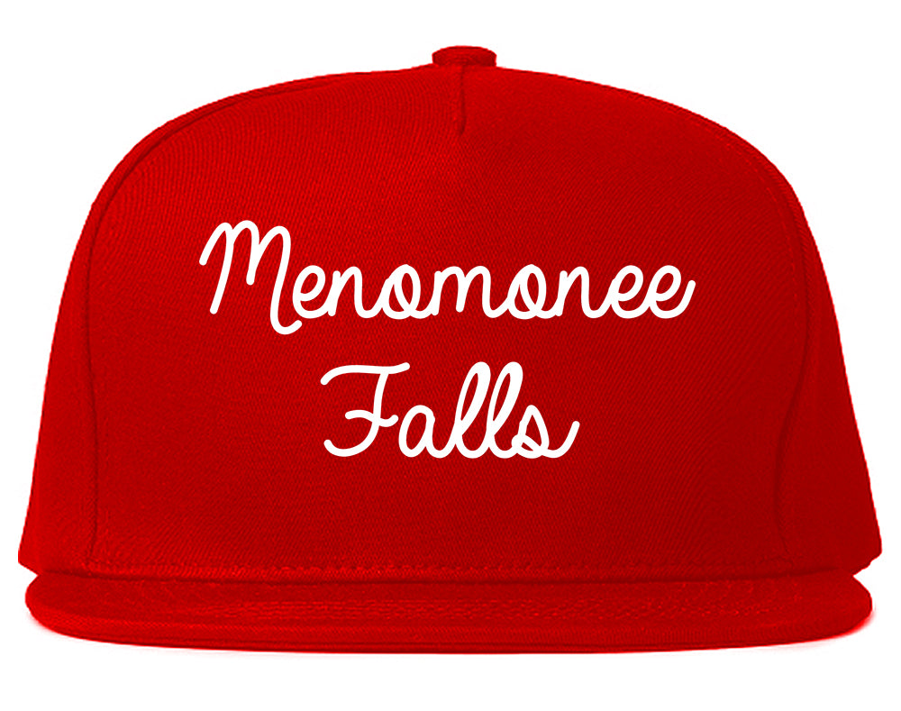 Menomonee Falls Wisconsin WI Script Mens Snapback Hat Red
