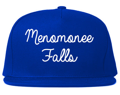Menomonee Falls Wisconsin WI Script Mens Snapback Hat Royal Blue