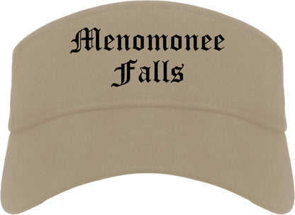 Menomonee Falls Wisconsin WI Old English Mens Visor Cap Hat Khaki