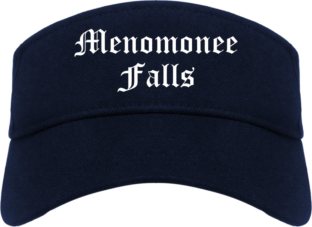 Menomonee Falls Wisconsin WI Old English Mens Visor Cap Hat Navy Blue