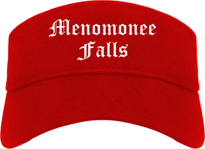 Menomonee Falls Wisconsin WI Old English Mens Visor Cap Hat Red