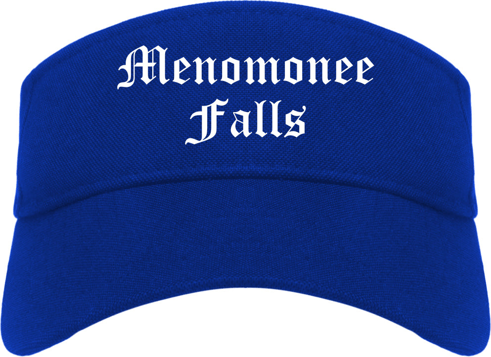 Menomonee Falls Wisconsin WI Old English Mens Visor Cap Hat Royal Blue