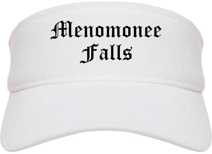 Menomonee Falls Wisconsin WI Old English Mens Visor Cap Hat White