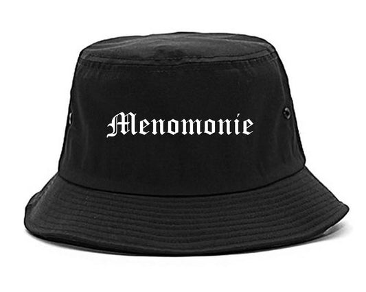 Menomonie Wisconsin WI Old English Mens Bucket Hat Black