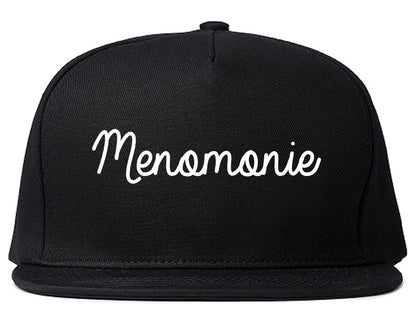 Menomonie Wisconsin WI Script Mens Snapback Hat Black