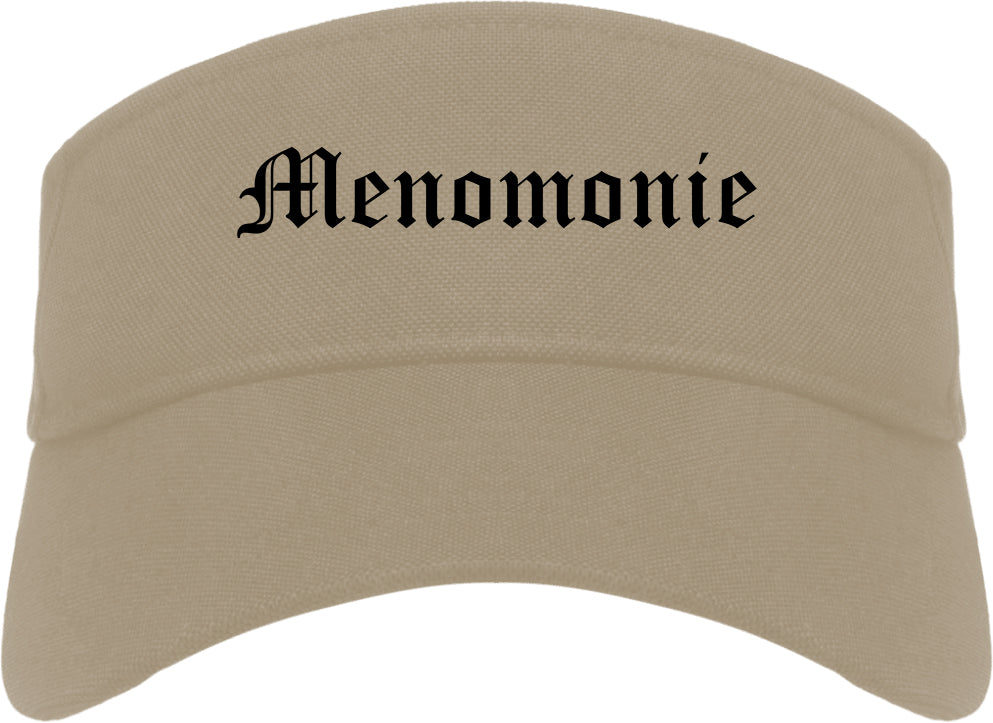 Menomonie Wisconsin WI Old English Mens Visor Cap Hat Khaki