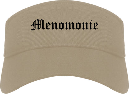 Menomonie Wisconsin WI Old English Mens Visor Cap Hat Khaki