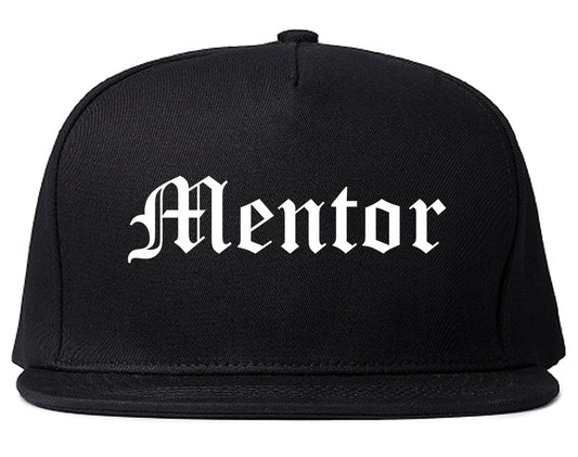 Mentor Ohio OH Old English Mens Snapback Hat Black