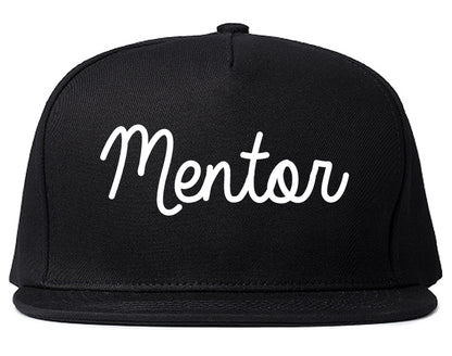 Mentor Ohio OH Script Mens Snapback Hat Black