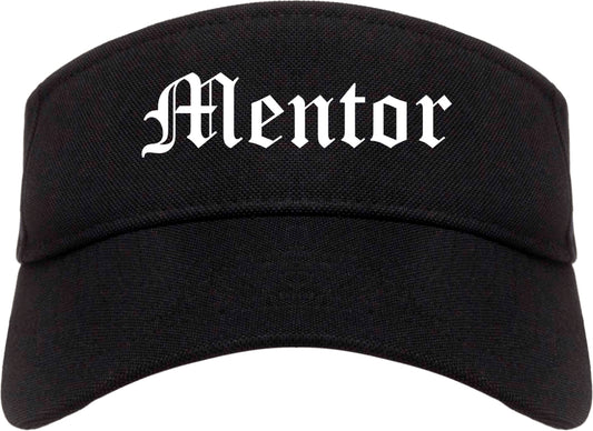 Mentor Ohio OH Old English Mens Visor Cap Hat Black