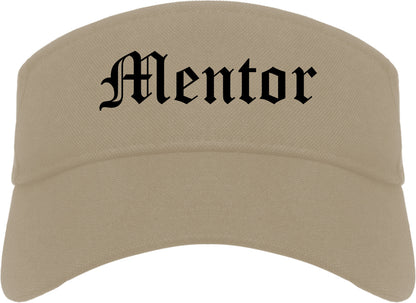 Mentor Ohio OH Old English Mens Visor Cap Hat Khaki