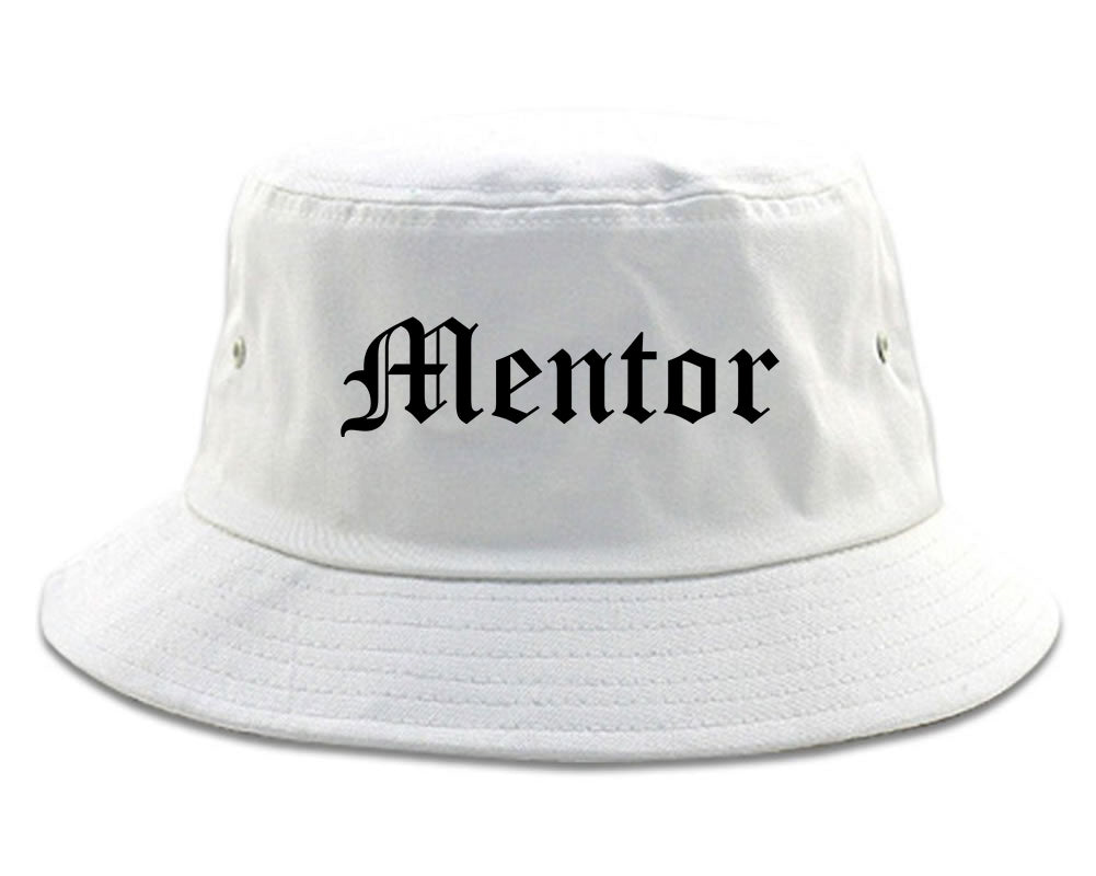 Mentor Ohio OH Old English Mens Bucket Hat White