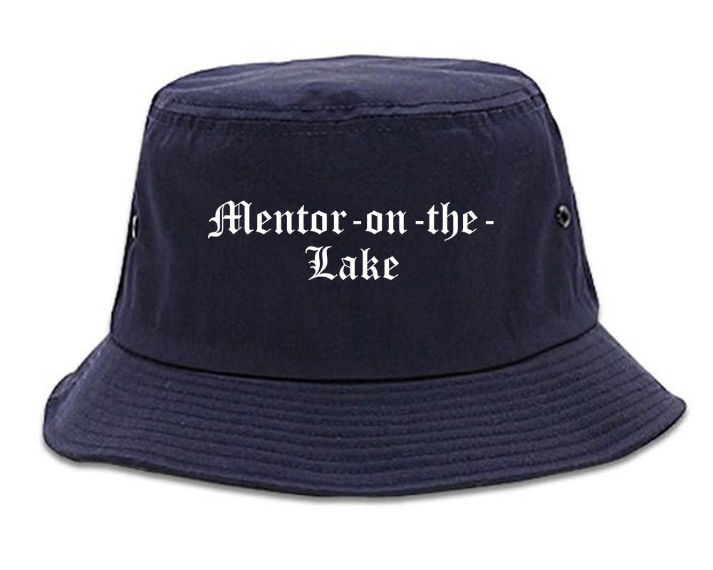 Mentor on the Lake Ohio OH Old English Mens Bucket Hat Navy Blue