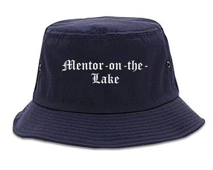 Mentor on the Lake Ohio OH Old English Mens Bucket Hat Navy Blue