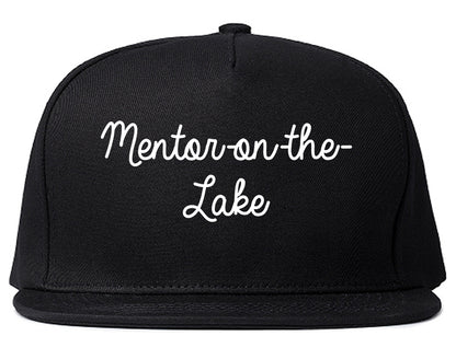 Mentor on the Lake Ohio OH Script Mens Snapback Hat Black