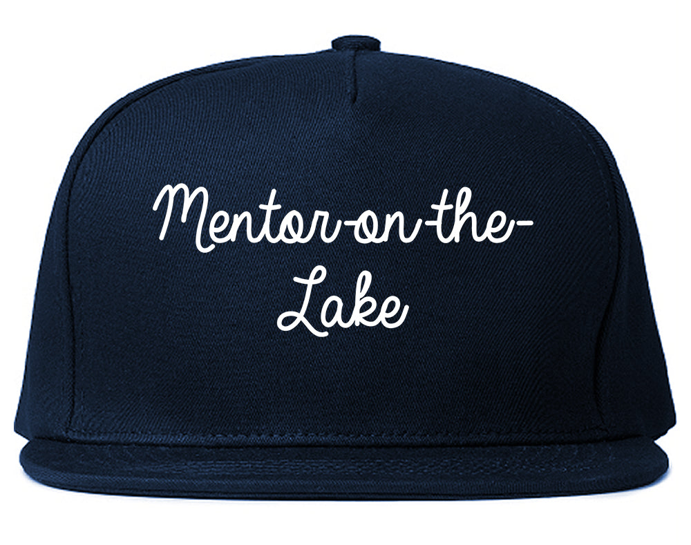 Mentor on the Lake Ohio OH Script Mens Snapback Hat Navy Blue