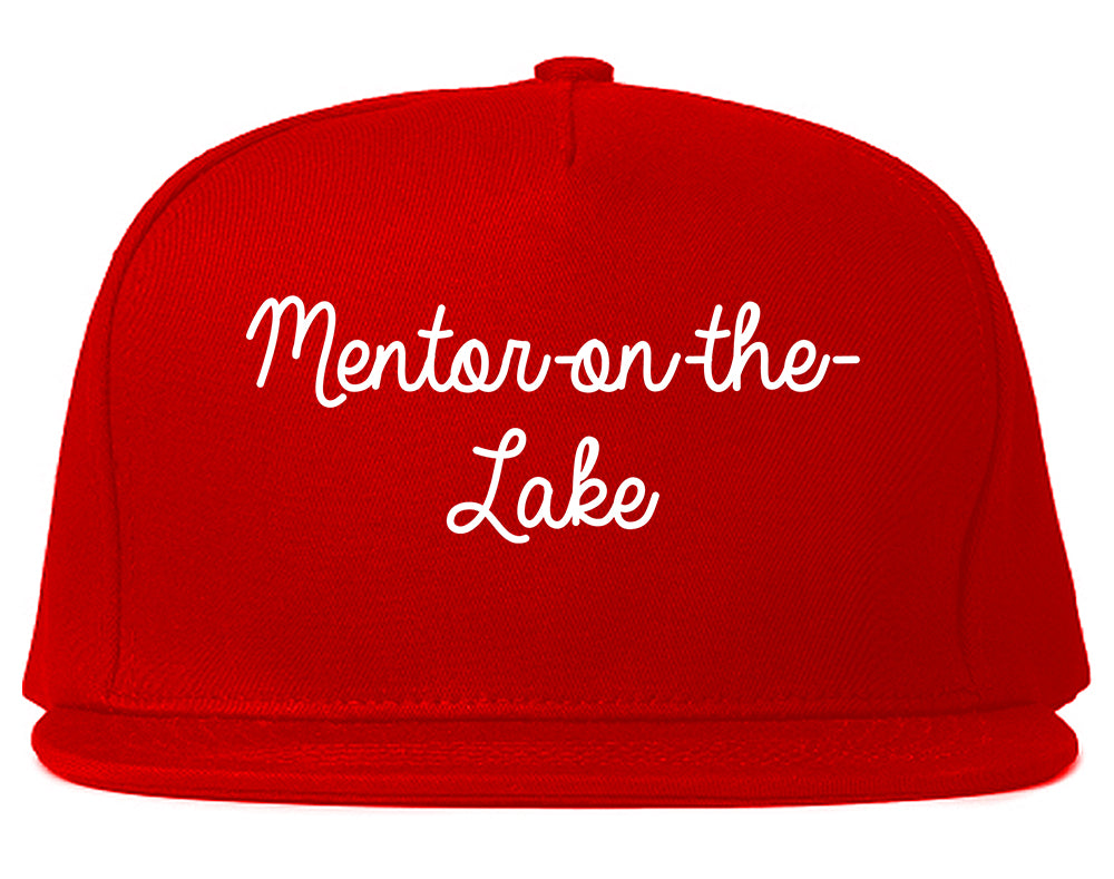 Mentor on the Lake Ohio OH Script Mens Snapback Hat Red