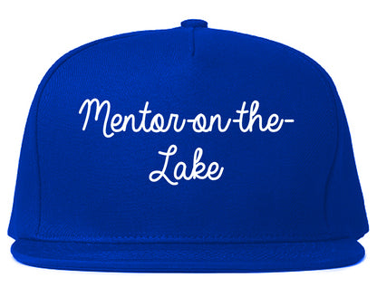 Mentor on the Lake Ohio OH Script Mens Snapback Hat Royal Blue