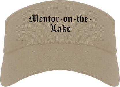 Mentor on the Lake Ohio OH Old English Mens Visor Cap Hat Khaki