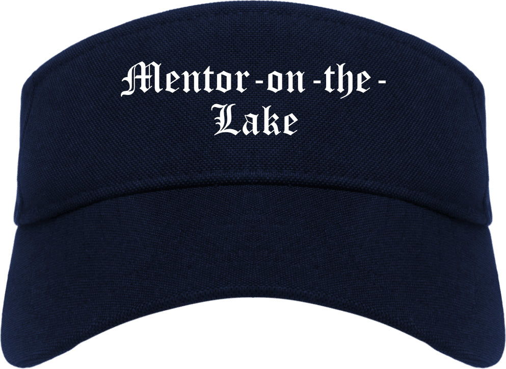 Mentor on the Lake Ohio OH Old English Mens Visor Cap Hat Navy Blue