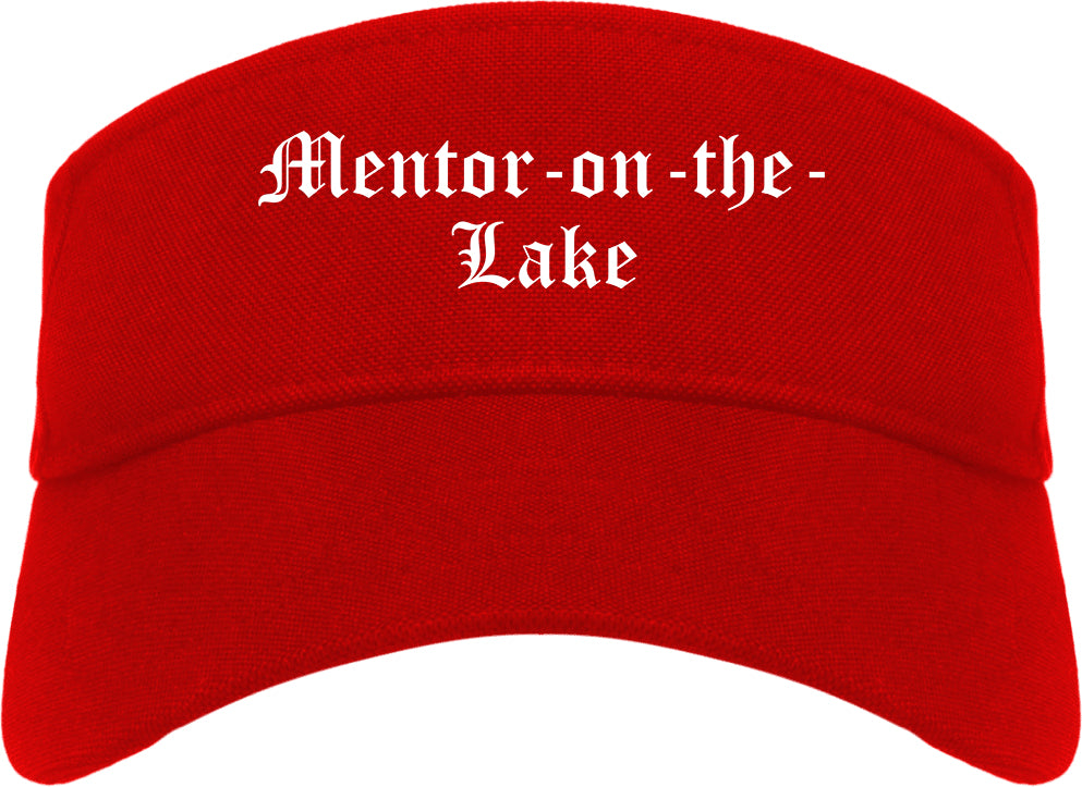 Mentor on the Lake Ohio OH Old English Mens Visor Cap Hat Red