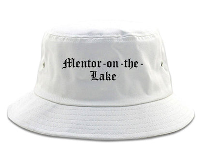 Mentor on the Lake Ohio OH Old English Mens Bucket Hat White