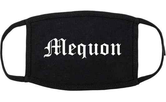 Mequon Wisconsin WI Old English Cotton Face Mask Black