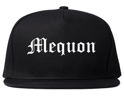 Mequon Wisconsin WI Old English Mens Snapback Hat Black