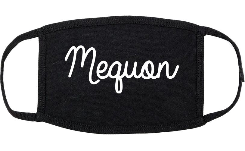 Mequon Wisconsin WI Script Cotton Face Mask Black