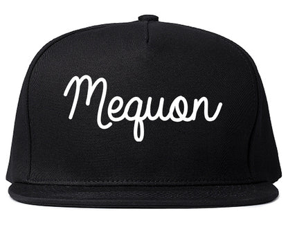 Mequon Wisconsin WI Script Mens Snapback Hat Black