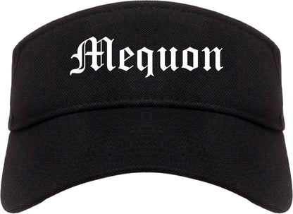 Mequon Wisconsin WI Old English Mens Visor Cap Hat Black