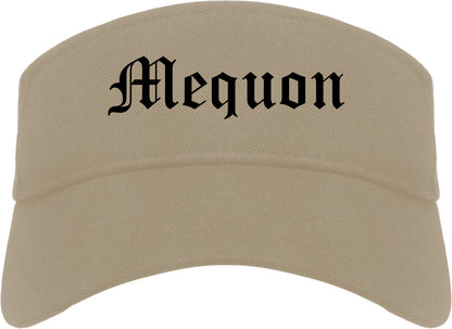 Mequon Wisconsin WI Old English Mens Visor Cap Hat Khaki