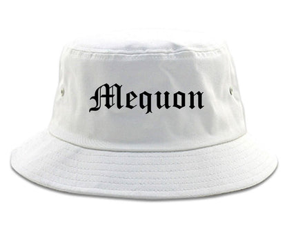 Mequon Wisconsin WI Old English Mens Bucket Hat White