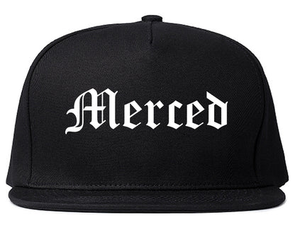 Merced California CA Old English Mens Snapback Hat Black