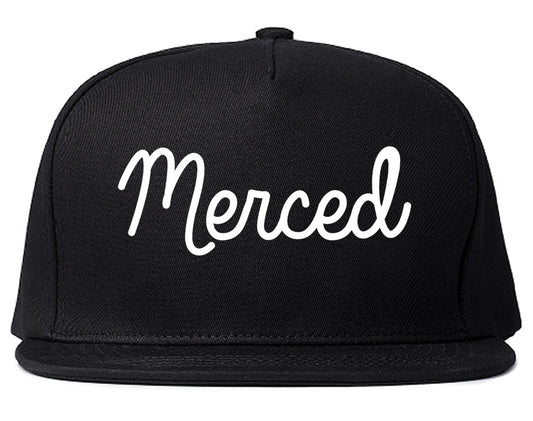 Merced California CA Script Mens Snapback Hat Black