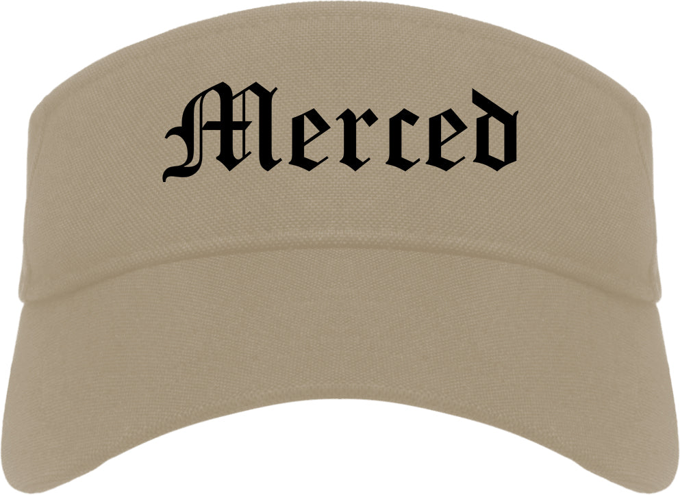 Merced California CA Old English Mens Visor Cap Hat Khaki