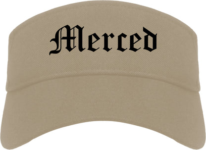 Merced California CA Old English Mens Visor Cap Hat Khaki