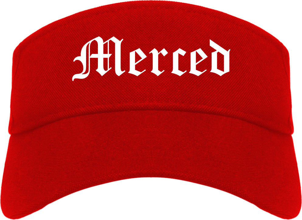 Merced California CA Old English Mens Visor Cap Hat Red