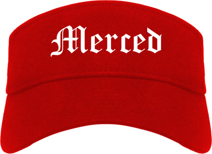 Merced California CA Old English Mens Visor Cap Hat Red