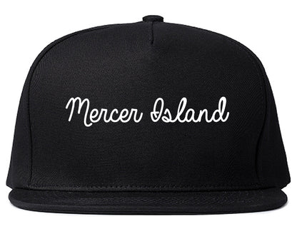 Mercer Island Washington WA Script Mens Snapback Hat Black