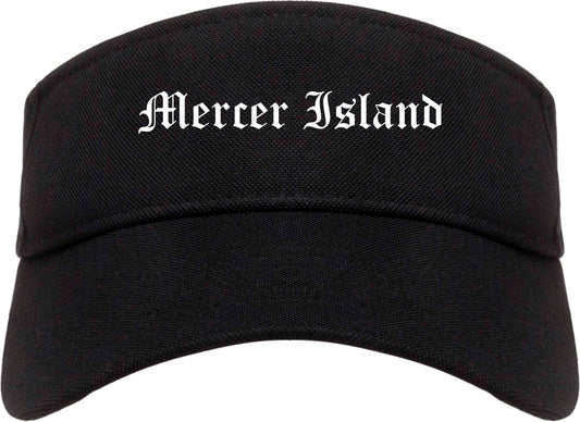 Mercer Island Washington WA Old English Mens Visor Cap Hat Black