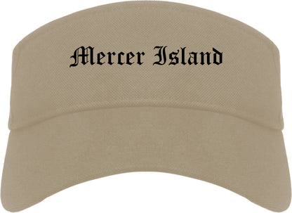 Mercer Island Washington WA Old English Mens Visor Cap Hat Khaki