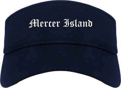 Mercer Island Washington WA Old English Mens Visor Cap Hat Navy Blue