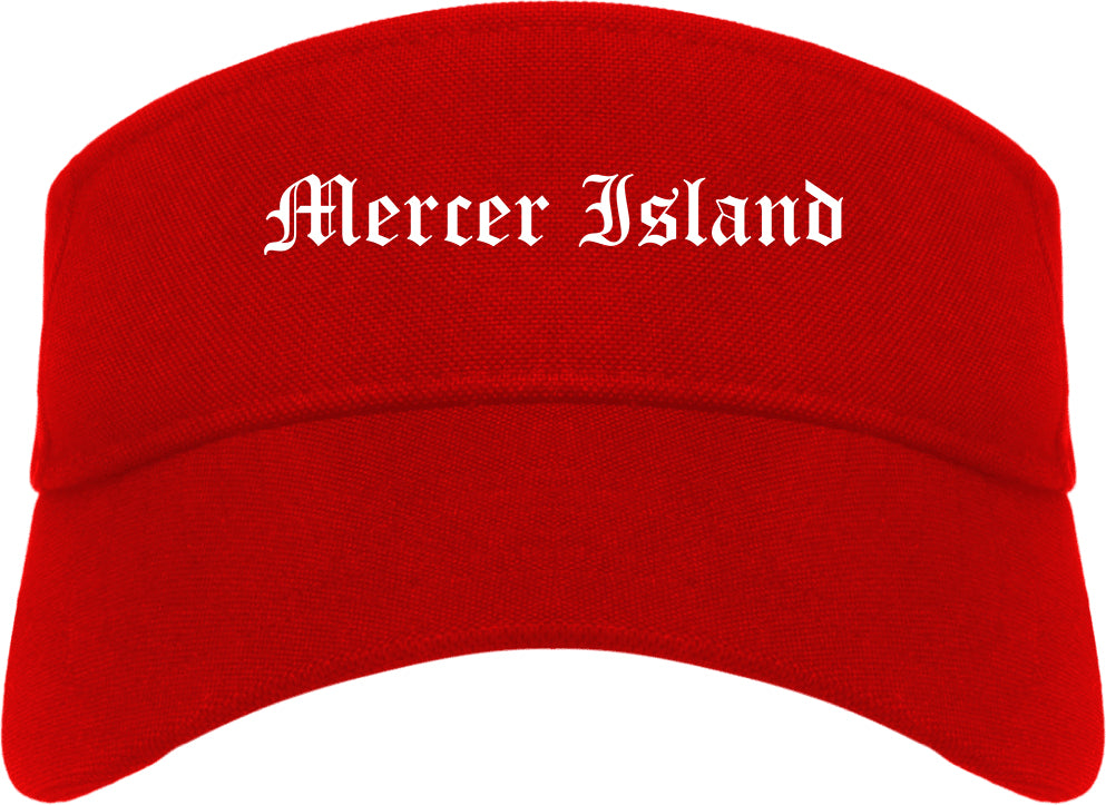 Mercer Island Washington WA Old English Mens Visor Cap Hat Red