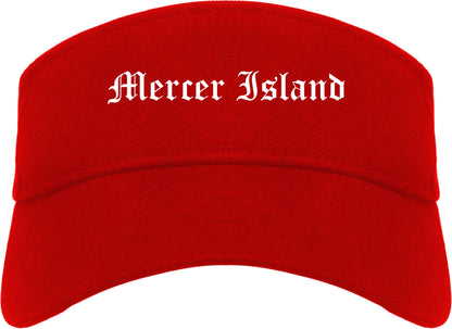 Mercer Island Washington WA Old English Mens Visor Cap Hat Red